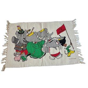 Babar the Elephant Rug Textile Nursery Decor Long Live Happiness Parade Mat 1989
